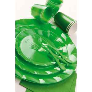 Piatti Piani di Plastica a Petalo Verde 26 cm 2 confezioni Extra