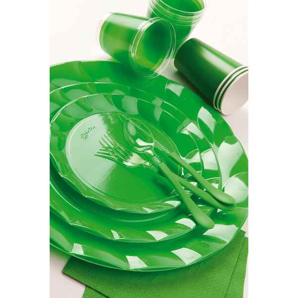 Piatti Piani di Plastica a Petalo Verde 26 cm 2 confezioni Extra