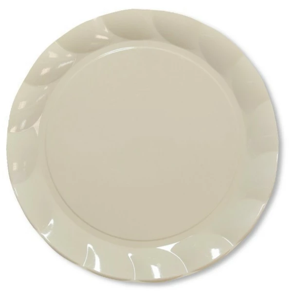 Piatti Piani di Plastica a Petalo Panna 34 cm 2 confezioni Extra