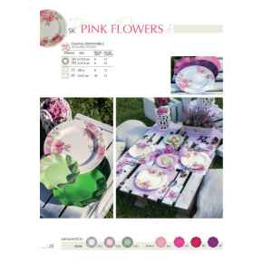 Extra Piatti Piani di Carta a Righe Fiore Rosa 21 cm