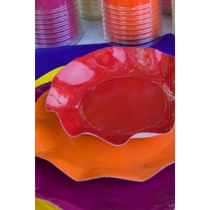 Piatti Fondi di Carta a Petalo Rosso 18,5 cm 10 Pezzi