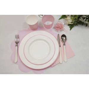 Extra Piatti Piani di Carta a Righe Bordo Rosa Classic Pink 21 cm
