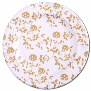 Extra Piatti Piani a Righe Compostabili Natura Oro 27 cm