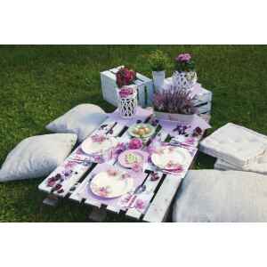 Extra Piatti Piani di Carta a Righe Fiore Rosa 21 cm