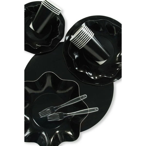 Piatti Piani di Carta a Petalo Nero 32,4 cm Extra
