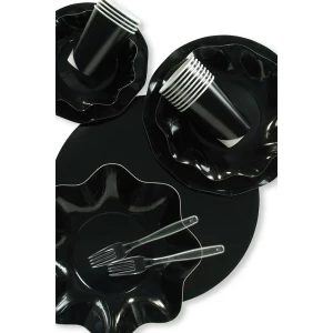 Piatti Fondi di Carta a Petalo Nero 24 cm 10 Pezzi