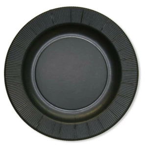 Extra Piatti Piani di Carta Opaco a Righe Nero opaco 27 cm