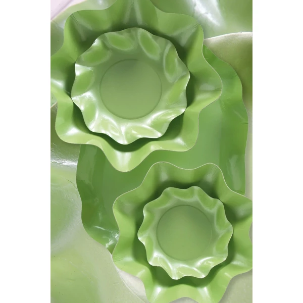 Extra Piatti Piani di Carta a Petalo Verde chiaro Perlato 27 cm