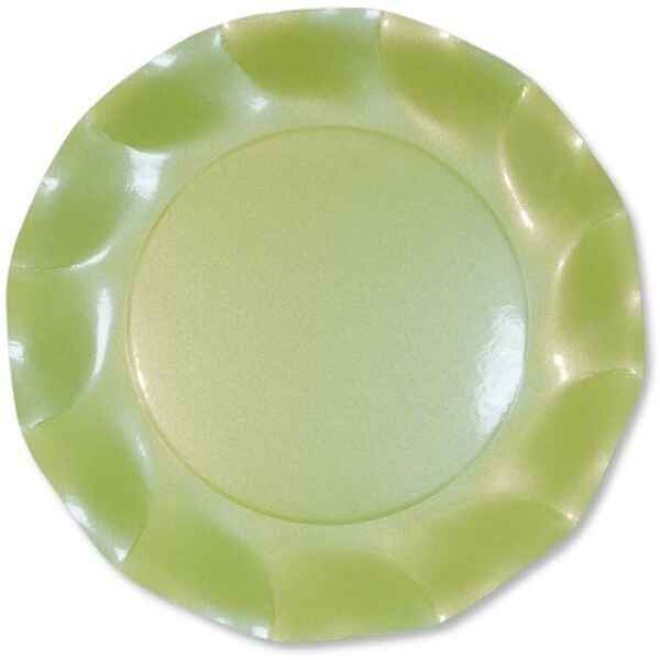 Extra Piatti Piani di Carta a Petalo Verde chiaro Perlato 24 cm