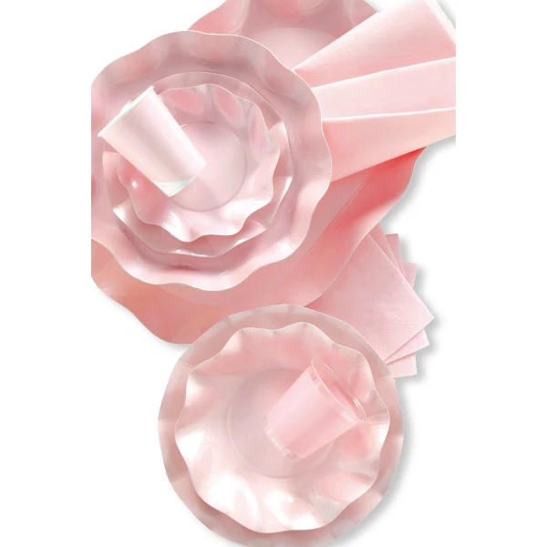 Piatti Piani di Carta a Petalo Rosa Perlato 32,4 cm Extra