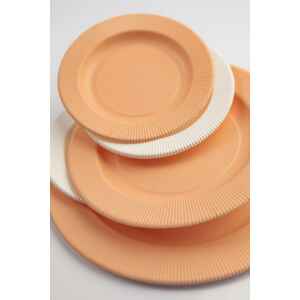 Extra Piatti Piani di Carta Opaco a Righe Avorio 21 cm