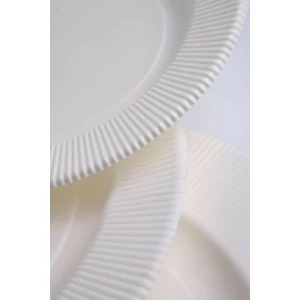 Piatti Fondi di Carta Opaco a Righe Avorio 25,5 cm 8 Pz
