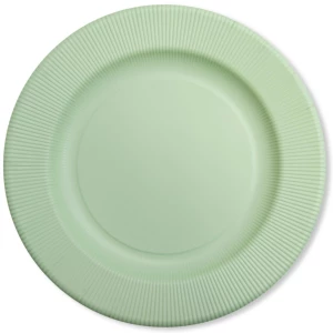 Piatti Piani di Carta Opaco a Righe Verde Salvia 27 cm Extra