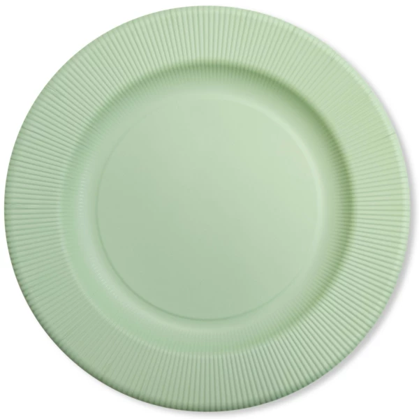 Piatti Piani di Carta Opaco a Righe Verde Salvia 27 cm Extra