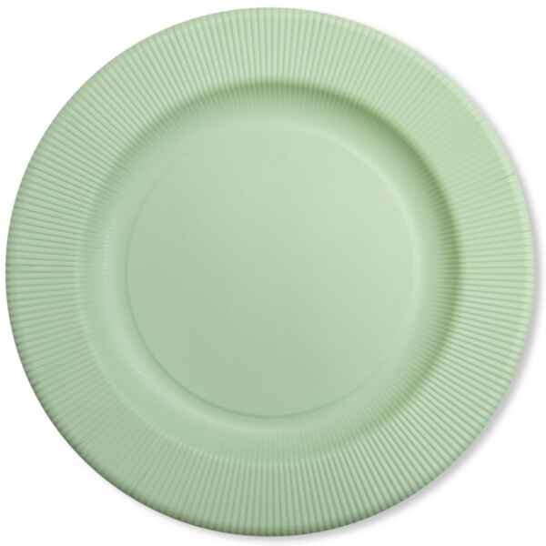Piatti Piani di Carta Opaco a Righe Verde Salvia 27 cm Extra