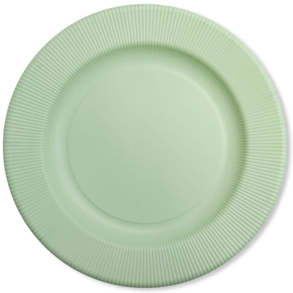 Piatti Piani di Carta Opaco a Righe Verde Salvia 27 cm Extra