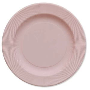 Piatti Piani di Carta Opaco a Righe Rosa Quarzo 21 cm Extra