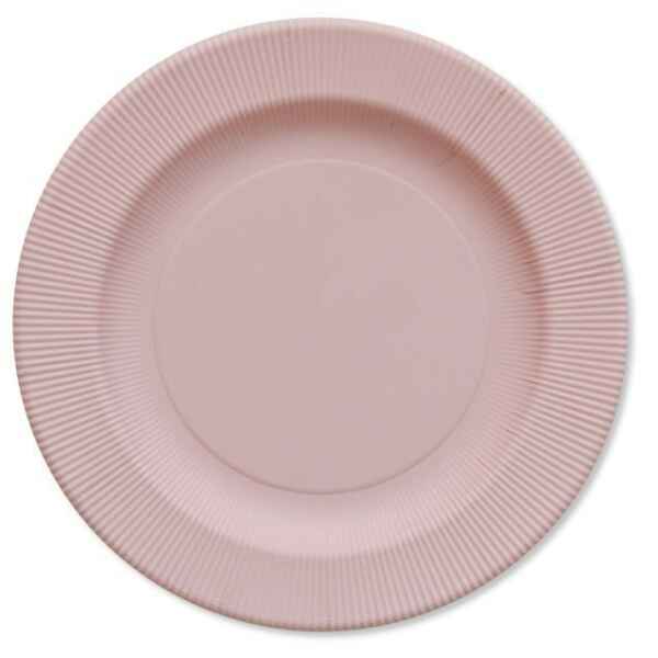 Piatti Piani di Carta Opaco a Righe Rosa Quarzo 21 cm Extra