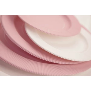 Piatti Fondi di Carta Opaco a Righe Rosa Quarzo 25,5 cm 8 Pz