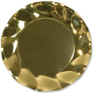 Extra Piatti Piani di Carta a Petalo Oro Metallizzato Lucido 24 cm