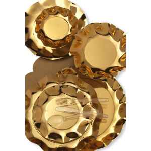 Piatti Piani di Carta a Petalo Oro Metallizzato Lucido 27 cm Extra