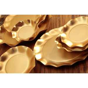 Extra Piatti Piani di Carta a Petalo Oro Metallizzato Satinato 24 cm