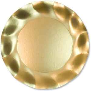 Piatti Piani di Carta a Petalo Oro Metallizzato Satinato 27 cm Extra