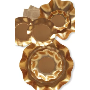 Piatti Fondi di Carta a Petalo Oro Metallizzato Satinato 24 cm 10 Pezzi