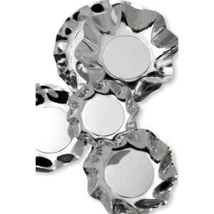 Piatti Piani di Carta a Petalo Argento Metallizzato Lucido 24 cm 10 Pz