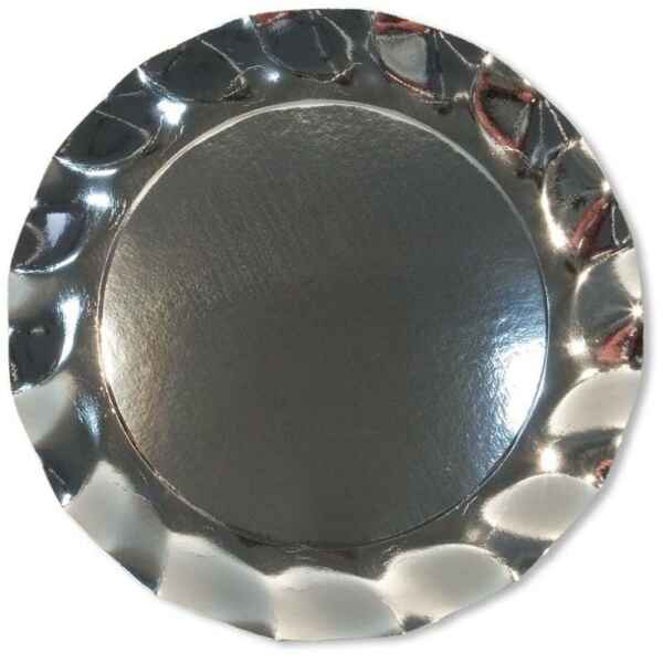 Piatti Piani di Carta a Petalo Argento Metallizzato Lucido 32,4 cm Extra