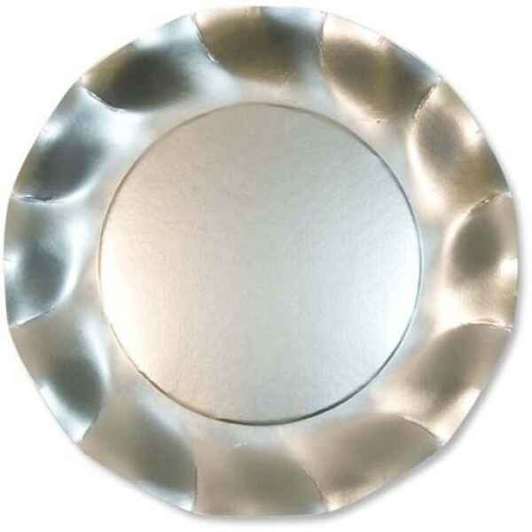 Piatti Piani di Carta a Petalo Argento Metallizzato Satinato 27 cm Extra