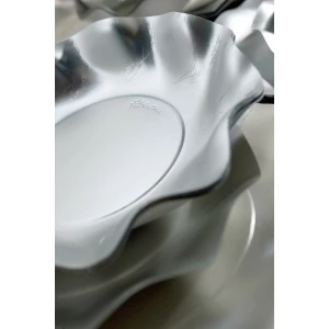 Piatti Piani di Carta a Petalo Argento Metallizzato Satinato 21 cm 10 Pz