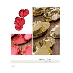 Extra Piatti Piani di Carta a Petalo Rosso Metallizzato Satinato 24 cm