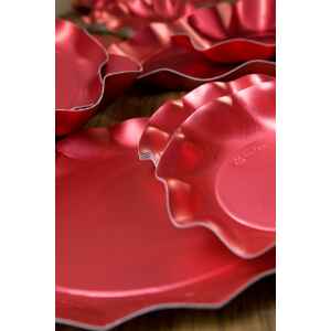 Piatti Piani di Carta a Petalo Rosso Metallizzato Satinato 27 cm 10 Pz