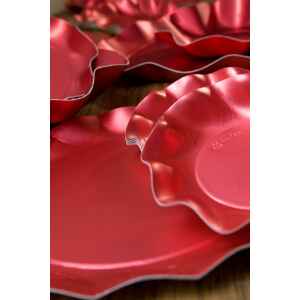 Piatti Piani di Carta a Petalo Rosso Metallizzato Satinato 27 cm Extra