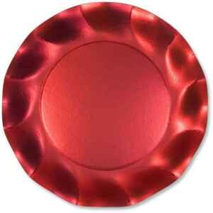 Piatti Piani di Carta a Petalo Rosso Metallizzato Satinato 27 cm Extra