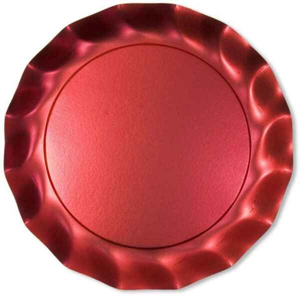 Piatti Piani di Carta a Petalo Rosso Metallizzato Satinato 32,4 cm Extra