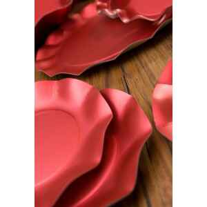 Piatti Piani di Carta a Petalo Rosso Metallizzato Satinato 32,4 cm Extra