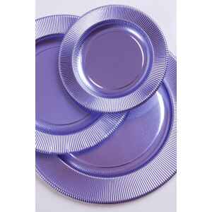 Piatti Piani di Carta a Righe Lavanda Metallizzato 27 cm Extra