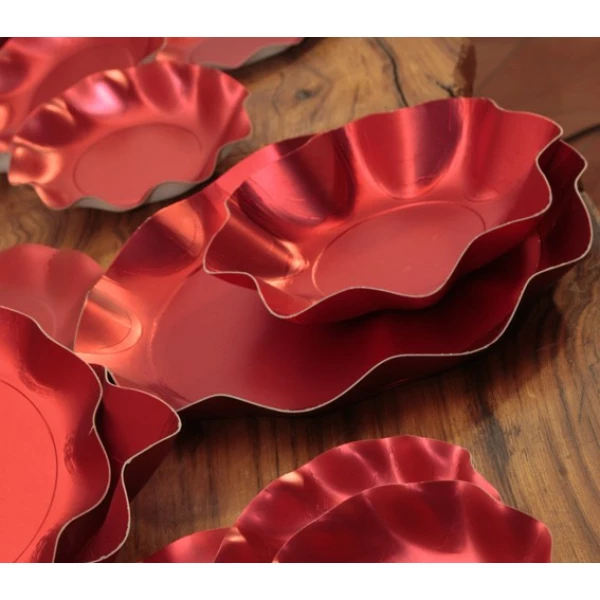 Zuppiera Grande di Carta a Petalo Argento Metallizzato 35 cm Extra