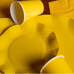 Piatti Fondi di Carta a Petalo Giallo 18,5 cm 10 Pezzi