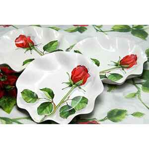 Piatti Fondi di Carta a Petalo Rose Rosse 18,5 cm 10 Pezzi