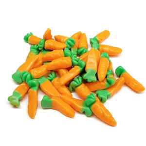 caramelle gommose con la forma di carota al gusto di fragola