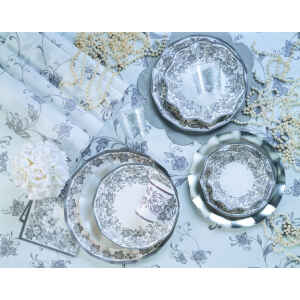Piatti Fondi di Carta a Petalo Noblesse Argento 24 cm 10 Pezzi