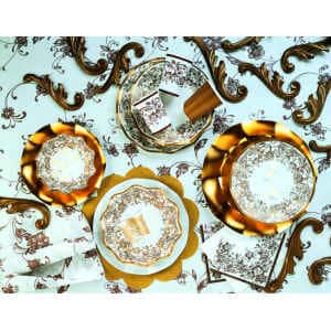 Piatti Piani di Carta a Righe Noblesse Oro 27 cm 10 Pezzi