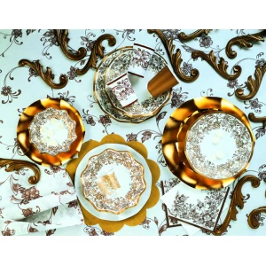 Piatti Piani di Carta a Righe Noblesse Oro 27 cm 10 Pezzi