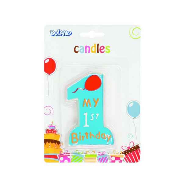 56341-Candela My 1st birthday 12 cm Blu 1 pz-1