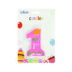 563410-Candela My 1st birthday 12 cm Rosa 1 pz