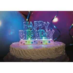 5UN37043-Scritta Happy Birthday luminosa 12 x 8 cm Multicolor 1 pz