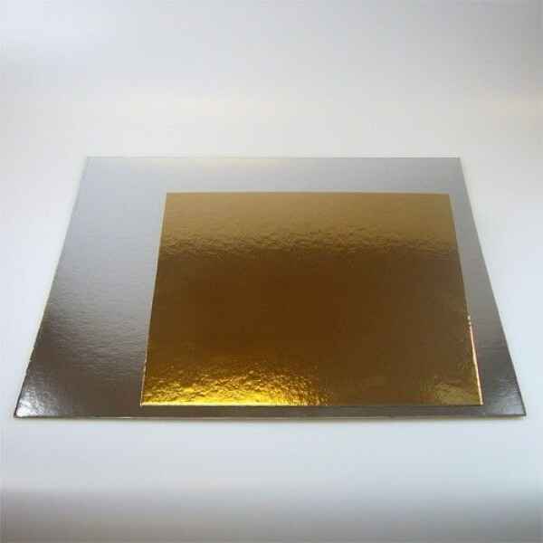Sottotorta - Vassoio Quadrato Double Face Oro - Argento 25 cm 100 Pz FunCakes